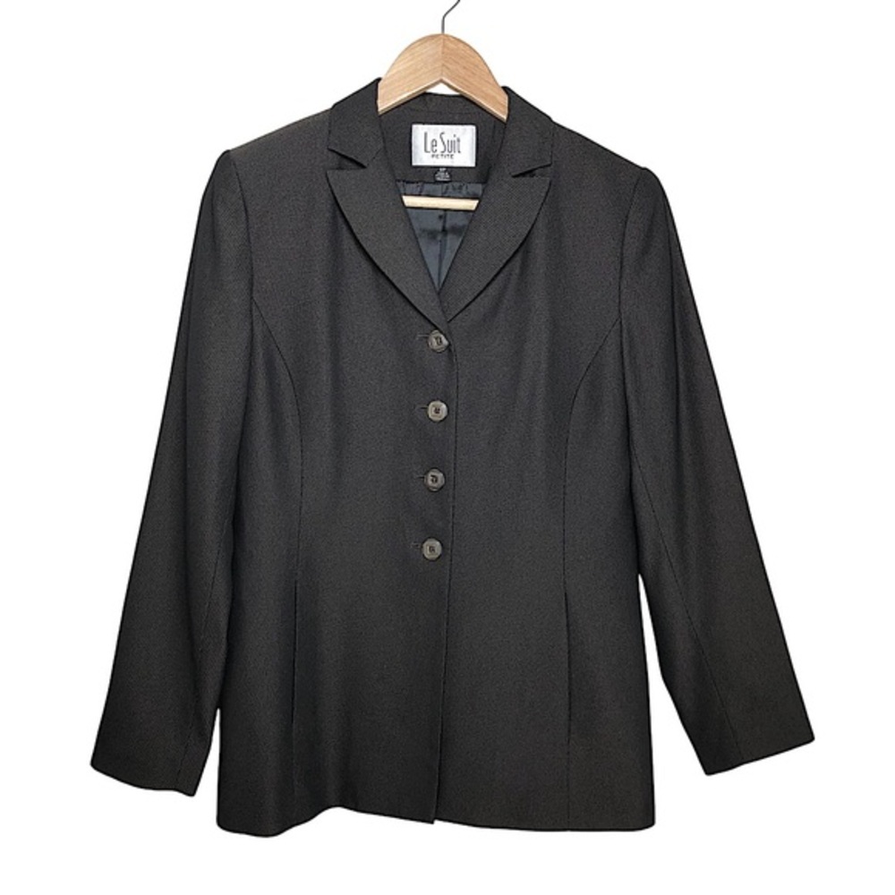 Le Suit Womens Striped 4 Buttons Pockets Brown Lined Blazer Jacket Style:P9309